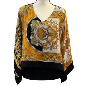 Coco Bianco Women's Abstract Shawl Blouse Size S